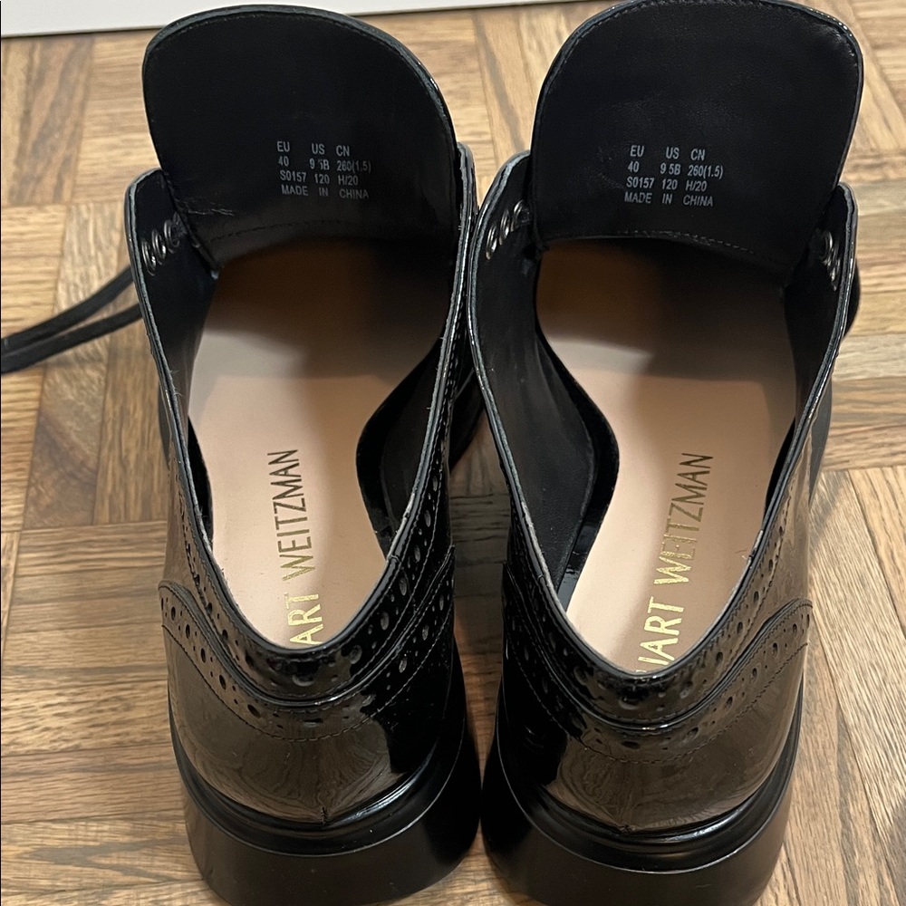 STUART WEITZMAN Womens Darra Patent Leather Brogue Oxfords Black size 9.5 B - Picture 15 of 16